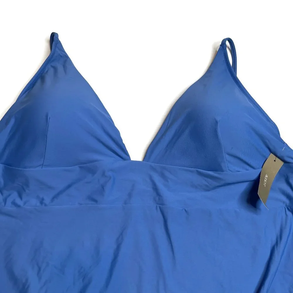 J Crew Deep V-Neck French One‎ Piece Swimsuit Regal Blue Sz 24 New Women